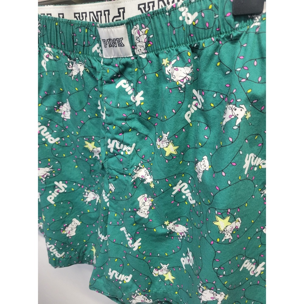 Pink Victoria's‎ Secret Sleepwear Boxer Shorts Women's XL Dog Christmas Lights